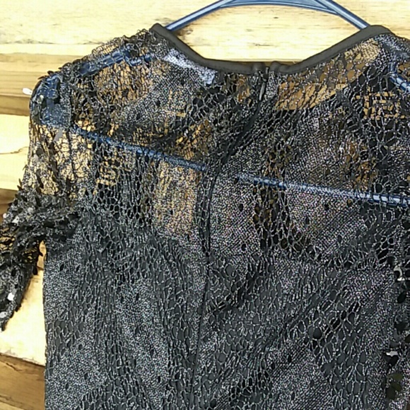 Nasty Gal Black Sequins & Lace Bodycon Dress US 4 - Picture 4 of 8